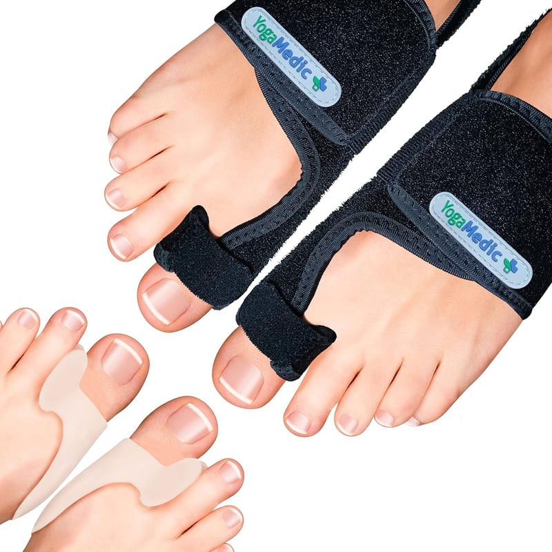YOGAMEDIC Hallux Valgus korrekciós sín és lábujjelválasztó szett - Univerzális méret, BPA-mentes