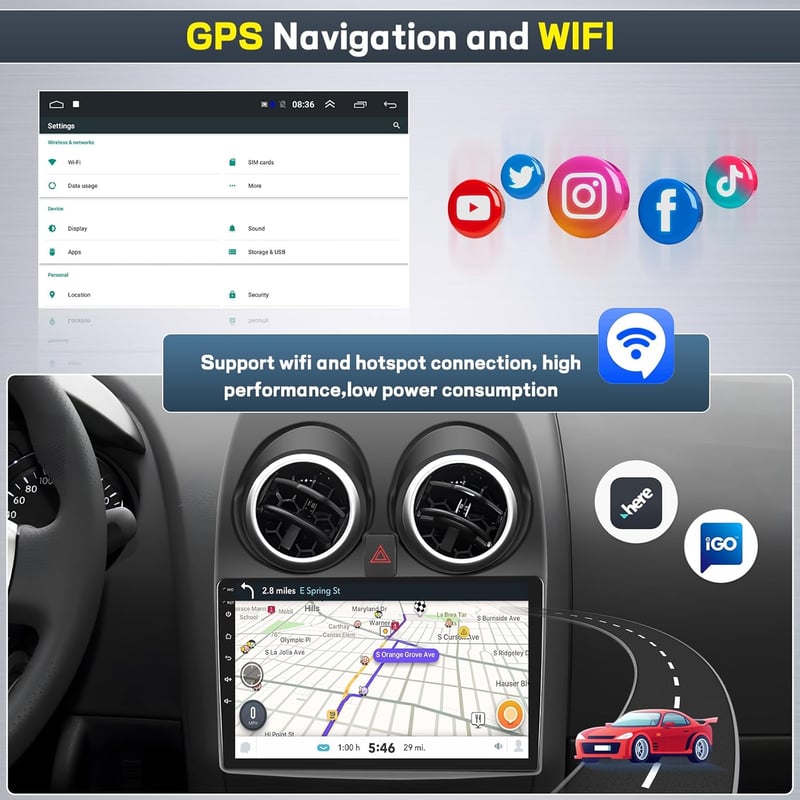 Nissan Qashqai J10 9" Android autórádió, 2+64GB, CarPlay, GPS, kamera