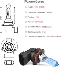 LTONXEN 9012 Hir2 halogén izzó autóhoz és motorhoz, 5000K meleg fehér, 12V 55W, 2db 3