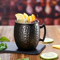 SuproBarware Moscow Mule Szett - 4 db Fekete Fém Koktélpohár (550 ml) Szívószálakkal és Mérőpohárral - Kézzel Készített Prémium Italszervíro 6