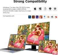 UGEE UE12 11,6" Grafikus Tablet Kijelzővel - 124% sRGB Színtér, 8 Gyorsgomb, Akkumentes Toll, Windows/Mac/Android Kompatibilis, Otthoni Munka 6