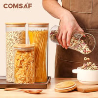 Comsaf 2200ml-es légmentes kerek üveg tárolóedény szett, 3 db-os 5