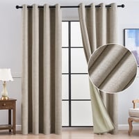 Topfinel Sötétítő Függöny Lenvászon Hatású, Sötétbézs, 140x240 cm, 2 db 1