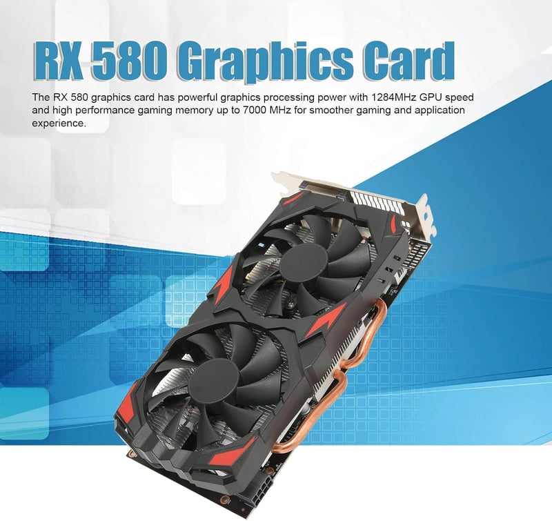 AMD RX 580 8GB GDDR5 Gamer Videokártya, 2 Ventilátoros, 8K Támogatással