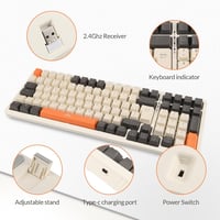 Rii Gaming RK909 Mechanikus Gaming Billentyűzet - Hármas Csatlakozás, RGB Háttérvilágítás, Cserélhető Gombok, Újratölthető Akkumulátor, PC/Lap 5