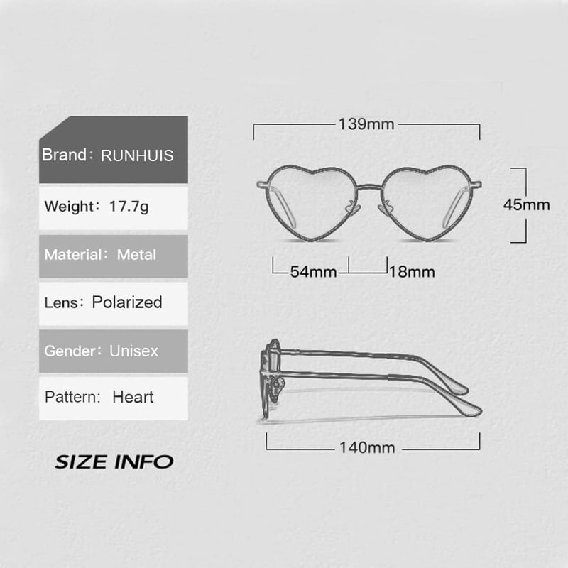 RUNHUIS Arany Szív Alakú Napszemüveg - Polarizált, UV400, Unisex Fesztivál Szemüveg