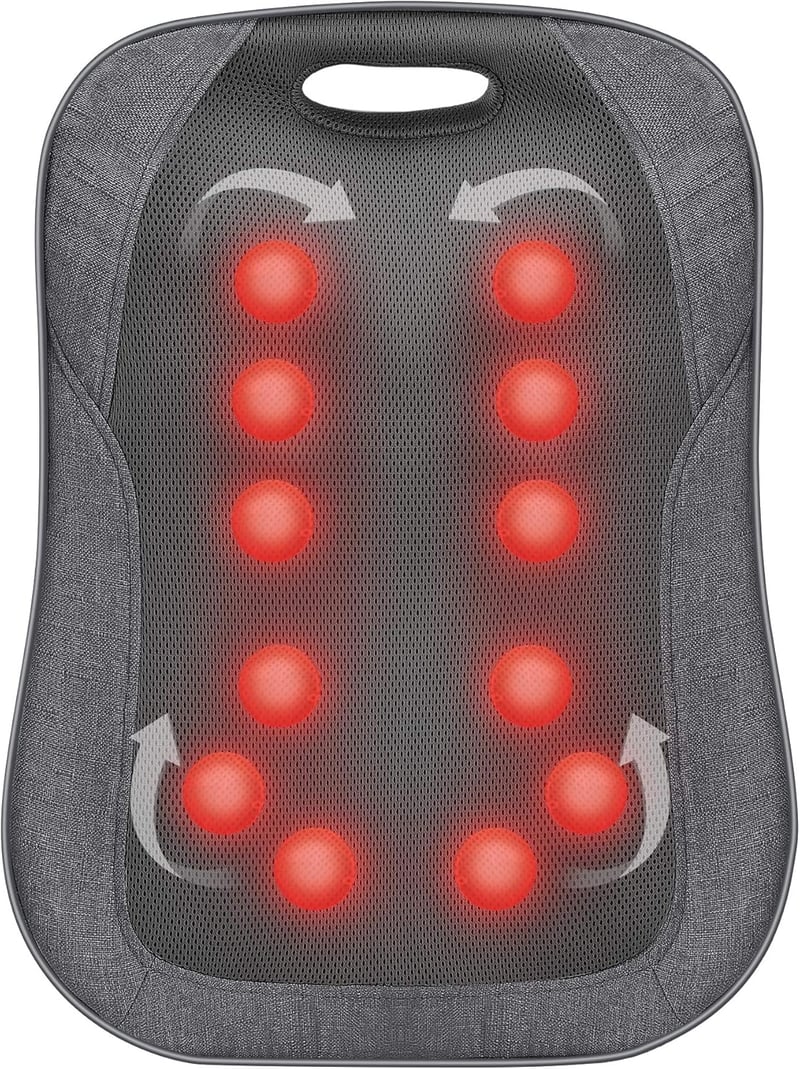Comfier Shiatsu masszírozó párna melegítéssel, hordozható, nyak- és hátmasszázsra