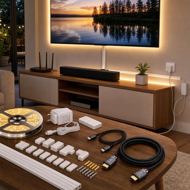 TV set pre atmosféru: 10x lišta + USB-C kábel + HDMI 2.1 kábel + 6m LED pás