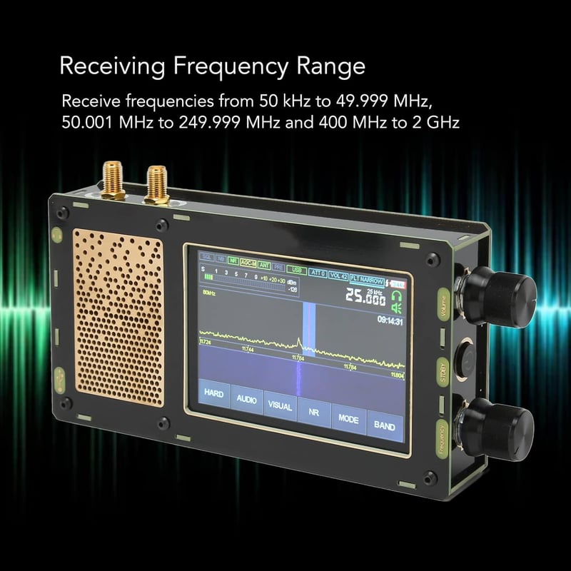 Yunseity Malahit SDR Vevőkészülék 50kHz-2GHz, 3.5" IPS Érintőképernyővel, AM SSB NFM WFM CW Rövidhullámú Rádió, Kettős Antenna Bemenettel