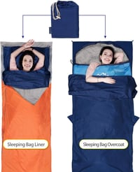 MYCARBON Nyári Hálózsák Pamut Bélés - Nagy Méretű Utazó Hálózsák 220cm 6