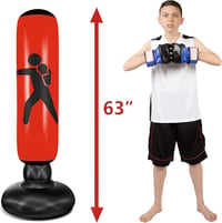 EQARD Felfújható Boxzsák Gyerekeknek 157 cm - Önálló Edzőzsák Azonnali Visszapattanással Karate, Taekwondo, MMA és Box Gyakorlásához 7