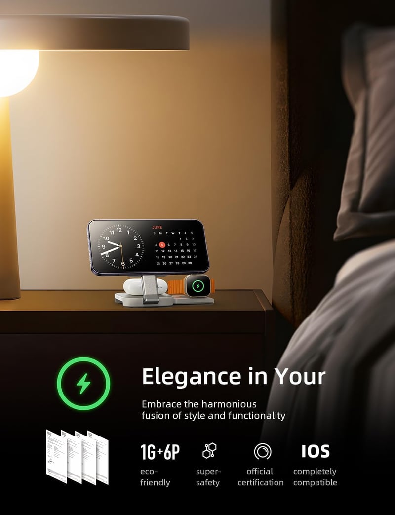 LISEN 3 az 1-ben MagSafe töltőállomás iPhone, Apple Watch és AirPods készülékekhez - Hordozható utazási töltő