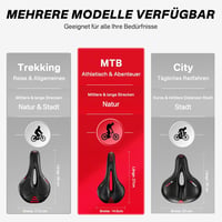YOUNGDO Gél Kerékpárülés - Ergonomikus, Légáteresztő, Ütéselnyelő MTB Nyereg Vízálló Borítással, Piros, 100kg Teherbírás - Black+red, MTB-145mm, MTB-Red-145mm, Foam 7