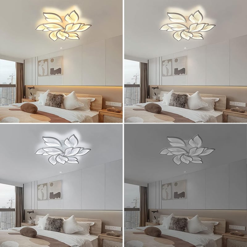 Sky angle LED Mennyezeti Lámpa Távirányítóval - Virág Alakú Dizájn, Fényerőszabályozható, 9 Fejes, 84 cm Átmérőjű, Nappali és Hálószoba Vilá