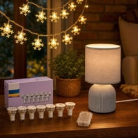 Sada útulného osvetlenia: 6x GU10 LED žiarovka + 6m svetelná reťaz + látková stolná lampa 1