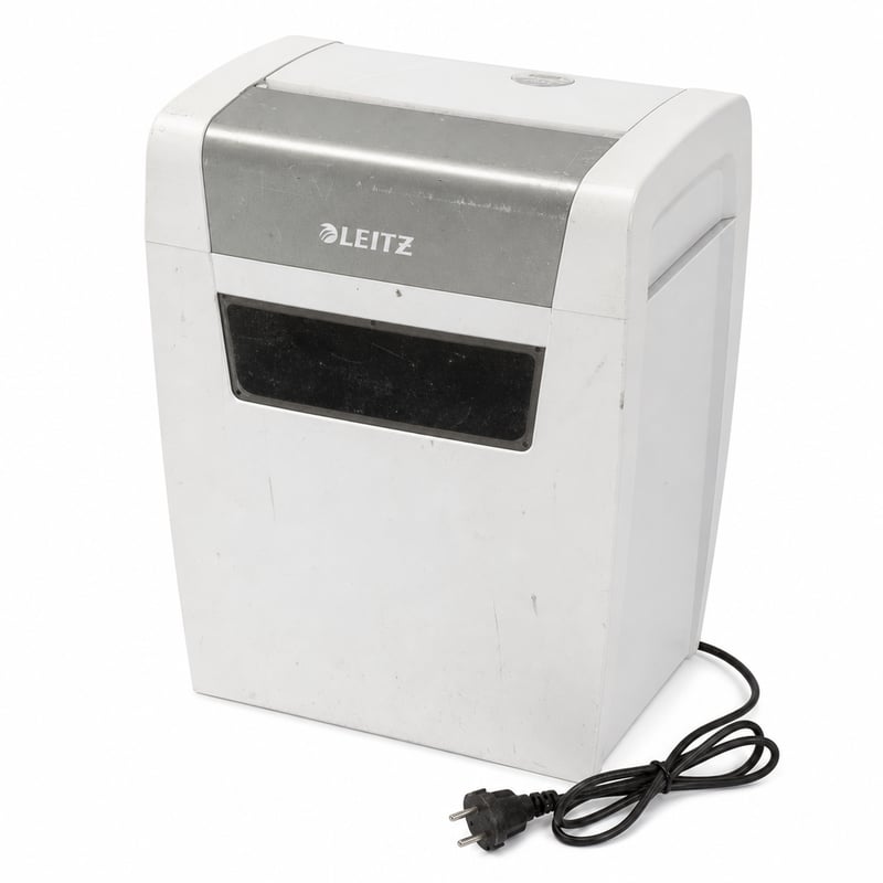 Distrugător de documente Leitz IQ Home P4, 7-6 coli (70-80 g/m²), certificat TÜV+GS — pentru piese/dezmembrare: nu funcționează corespunzător (stare: vezi imaginea 2)