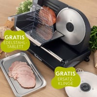 Twinzee Elektromos Szeletelőgép - Állítható Vastagságú (0-15mm) Rozsdamentes Acél Kenyér, Hús és Sajt Vágó 2 Cserélhető Pengével, 150W, Feke 2