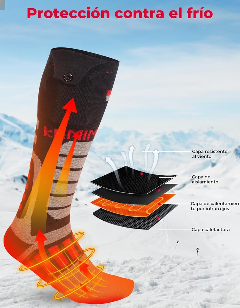 KEMIMOTO fűthető zokni 5000mAh-s akkumulátorral, alkalmazással vezérelhető, téli sportokhoz