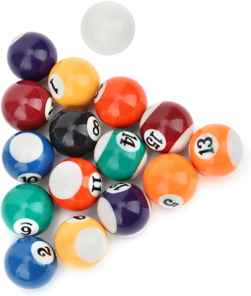 Keenso 16 db-os Mini Biliárdgolyó Készlet - 32mm Amerikai Biliárd Kiegészítő Gyerekeknek, Műgyantából, Többszínű, Könnyű Hordozhatóság