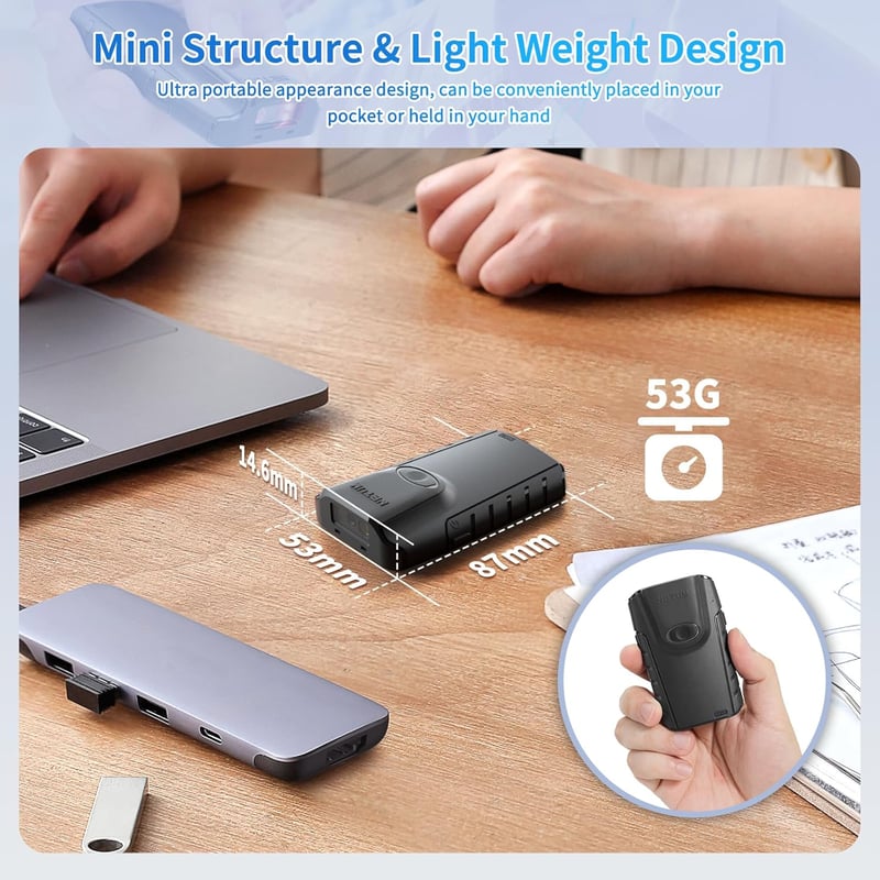 Netum 3in1 Bluetooth vonalkódolvasó - Vezeték nélküli QR és 2D szkenner iOS/Android/Windows eszközökhöz