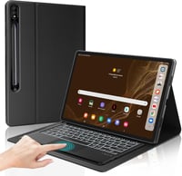 FOGARI Samsung Galaxy Tab S8 Ultra 14.6" Háttérvilágítású Bluetooth Billentyűzet Tok Érintőpaddal - Rózsaszín AZERTY Vezeték Nélküli Védőtok 1