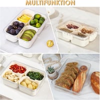 SHTALHST Uzsonnás Doboz 4 Kivehető Rekesszel - Fedeles Snack Tároló Gyümölcsökhöz, Édességekhez és Kekszekhez - BPA-mentes, Kézi Mosogatású 5