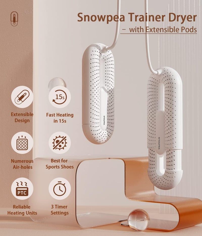 Snowpea elektromos cipőszárító és szagtalanító, EU csatlakozóval - automatikus kikapcsolás