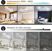 SEATAIN 80 cm-es Távirányítós LED Mennyezeti Lámpa - Fehér 4 Gyűrűs Modern Dizájn, Szabályozható Fényerő, 3000-6000K, Éjszakai Fény Funkcióv 6