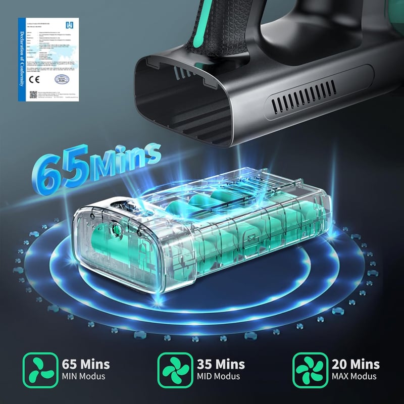 Sanfnz 45000Pa Akkumulátoros Porszívó 550W LED Kijelzővel, 65 Perc Üzemidő