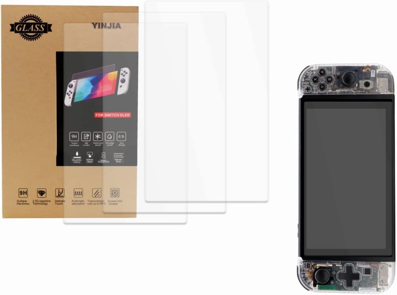 Nintendo Switch OLED képernyővédő - 3db edzett üveg, 9H keménységű, karcolásálló