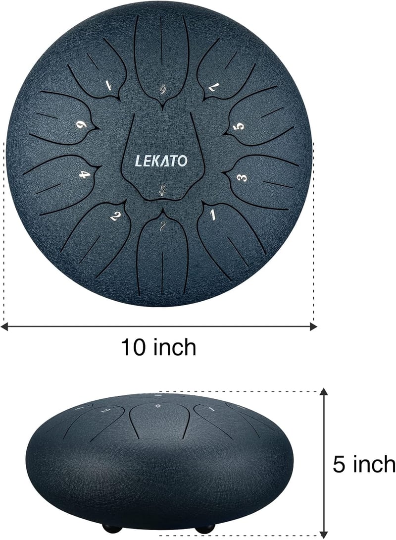 LEKATO 11 hangos acél nyelvdob 25,4 cm D-dúr meditációs hangszer sötétkék - 10 inch (D) 11 notes, navy blue