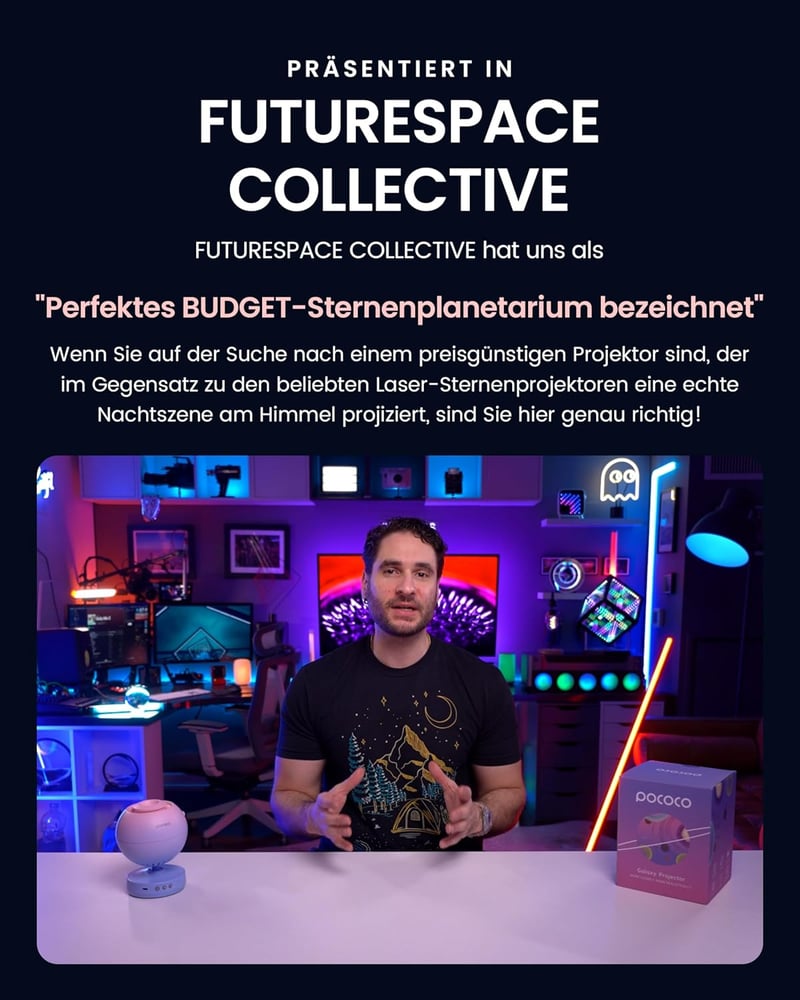 POCOCO Csillagos Égbolt Projektor - Galaxis Planetárium Gyerekeknek és Felnőtteknek, HD Vetítés, 2 Cserélhető Korong, Hálószobai Dekoráció, 