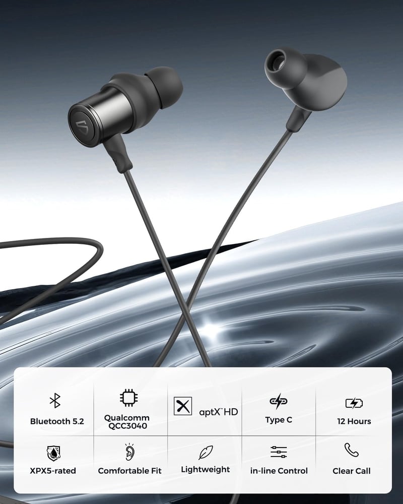 SoundPEATS Q30 HD+ Bluetooth Fülhallgató - Vízálló, Sportos, 12 Órás Üzemidő