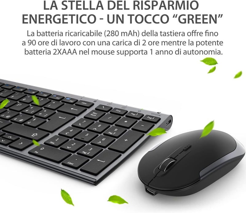 iClever vezeték nélküli billentyűzet és egér szett - ergonomikus, újratölthető, állítható DPI