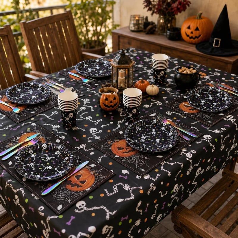Halloween set za stol: 10 podmetača + 97-dijelni set + 80 tanjura + 12-dijelni pribor