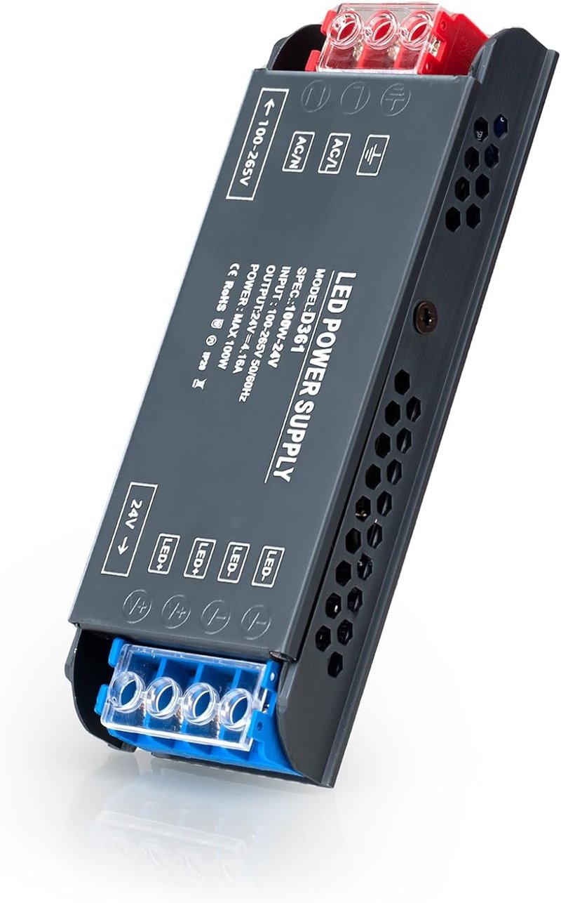 BRIMETI LED Transzformátor 230V-24V 100W Tápegység - Vékony Alumínium Kapcsolóüzemű Átalakító 4,16A LED Szalaghoz, Kerti Világításhoz