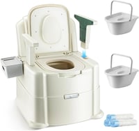 Hybodies Hordozható WC Szék Időseknek és Mozgáskorlátozottaknak - Állítható Magasságú Éjjeli Toalett Karfával, Szenzoros Éjszakai Fénnyel, 2 1