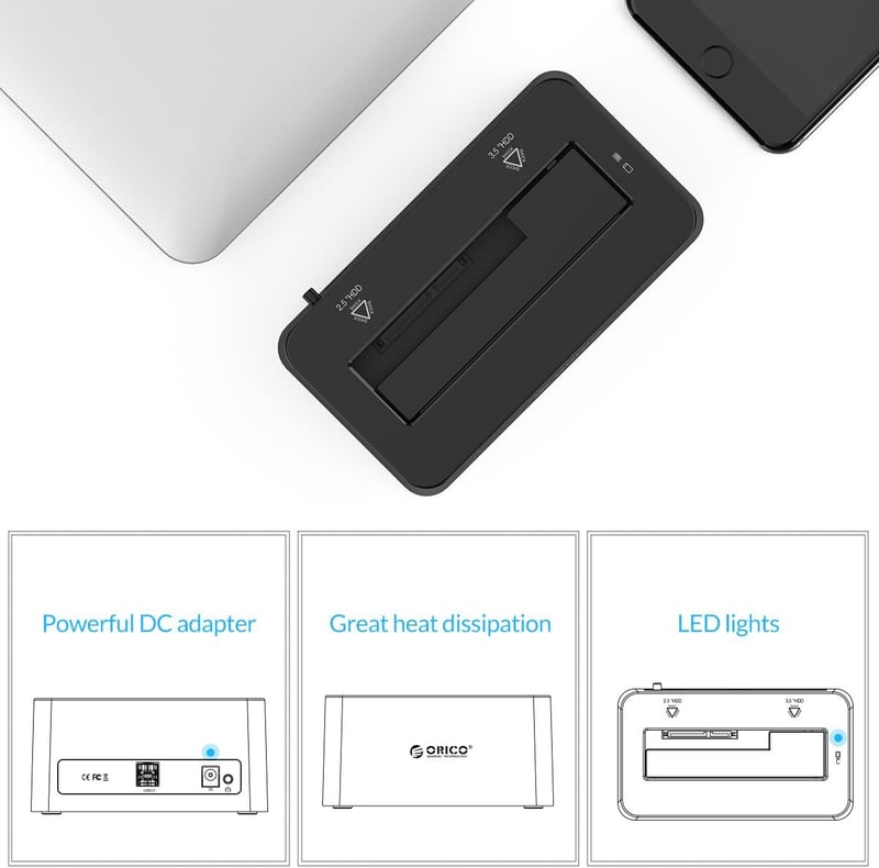 ORICO USB 3.0 Külső HDD Dokkoló - 20TB-ig, SATA Kompatibilis
