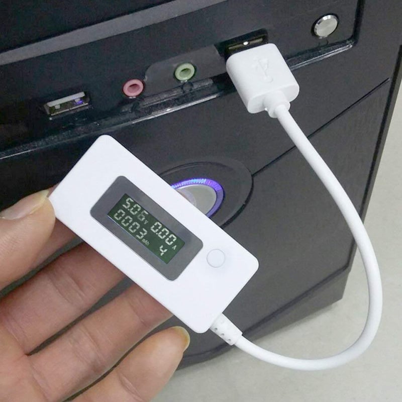 Arceli USB töltő teszter - LCD kijelzős feszültség- és árammérő, fehér