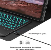 SENGBIRCH Bluetooth Billentyűzet Tok Samsung Tab S10/S9 Ultra 14.6" - Háttérvilágítás 7 Színben, Érintőpados Vezeték Nélküli Billentyűzet, S 4