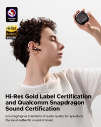SoundPEATS Air5 Bluetooth Fülhallgató, Hi-Res/aptX Adaptive Veszteségmentes Hang, 13mm Meghajtó, 30 Órás Üzemidő, Adaptív Zajszűrés, Fekete 6
