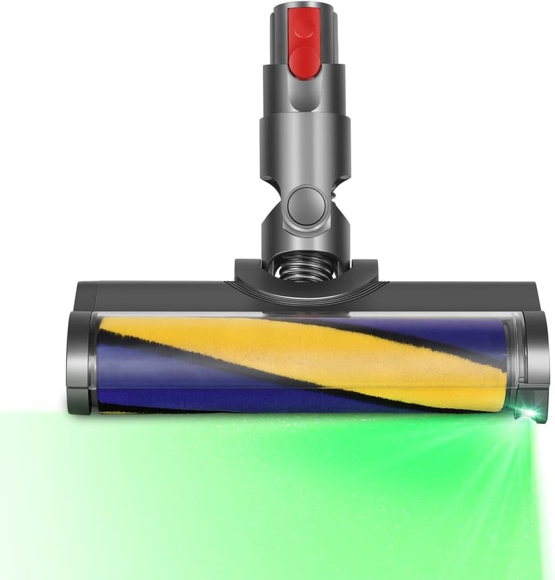 DrRobor Puha Görgős Padlófej Dyson V12 Detect Slim Porszívóhoz - LED Világítással Ellátott Elektromos Kefe Kemény Padlóhoz, Láthatatlan Por 