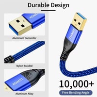 XGMATT 1 méteres kék USB 3.0 kábel, 5 Gbps, HDD és nyomtató kompatibilis 3