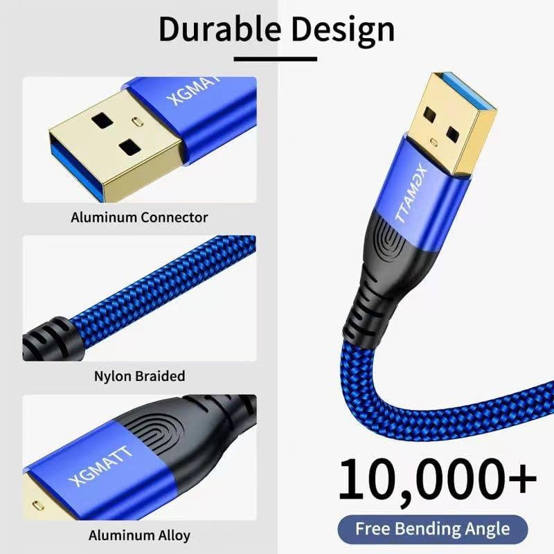 XGMATT 1 méteres kék USB 3.0 kábel, 5 Gbps, HDD és nyomtató kompatibilis