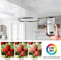 YYUTLUO Modern LED Gyűrű Csillár - 60 cm Fekete-Arany Fém-Akril Függőlámpa, 29W, 2500 Lumen, 2.4G Távirányítós Fényerőszabályzás, Nappali, H 4