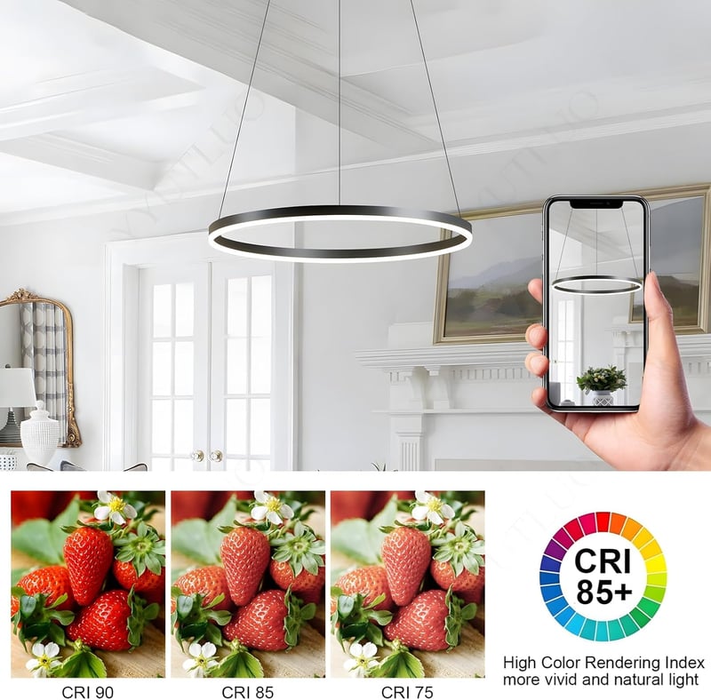 YYUTLUO Modern LED Gyűrű Csillár - 60 cm Fekete-Arany Fém-Akril Függőlámpa, 29W, 2500 Lumen, 2.4G Távirányítós Fényerőszabályzás, Nappali, H