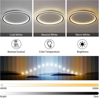 MOONSEA Fekete LED Mennyezeti Lámpa 41,5 cm - Távirányítós, Fényerőszabályozható, 28W, 3000K-6000K Állítható Színhőmérséklet, Hálószobába, K 2