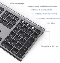 seenda Ultravékony Bluetooth Billentyűzet 3 Csatornával - Újratölthető, Többeszközös Kompatibilitás PC, Tablet, Telefon, iPad Készülékekhez  5