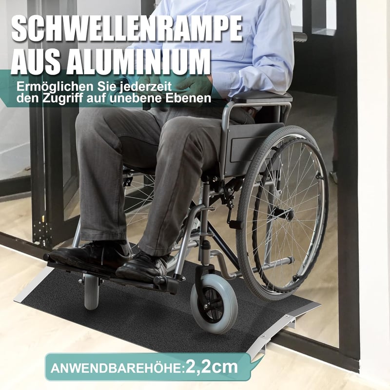ILOKNZI Alumínium Küszöbáthidaló Rámpa, 300 kg Teherbírás, 70 cm Széles, Kerekesszékhez, Akadálymentes Közlekedéshez, Csúszásgátló Felülette