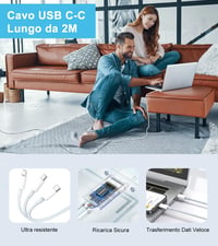 Amoner 30W USB-C Gyorstöltő + 2m Kábel - iPhone 16/15, Samsung S24/S23, iPad Kompatibilis PD 3.0 Hálózati Adapter Xiaomi Telefonokhoz 5